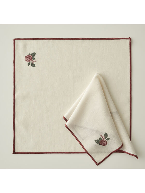 Bella Maison Rose Baskılı Peçete Krem (40x40 cm)