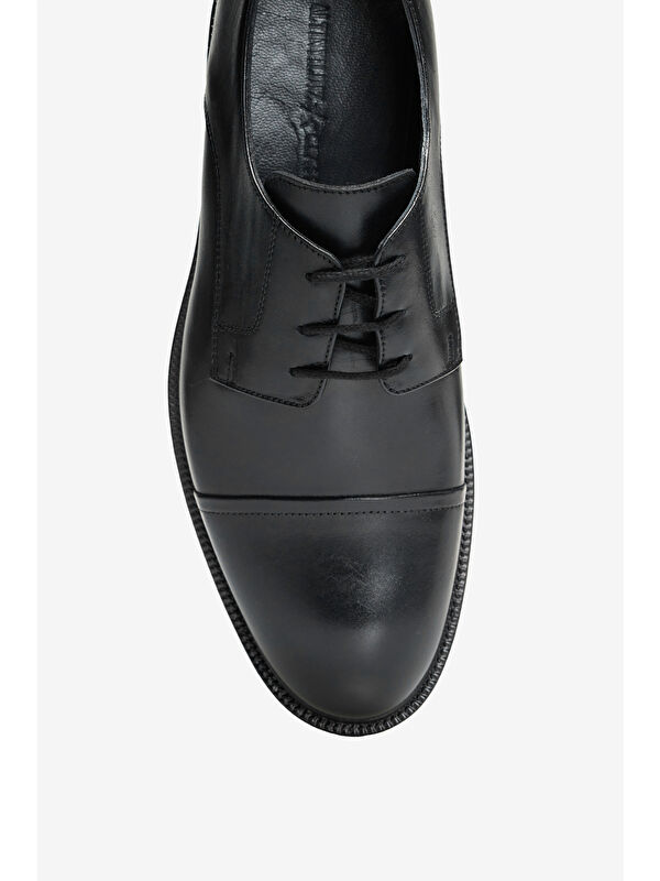 Erkek Siyah %100 Deri Klasik Ayakkabı - Görsel 4