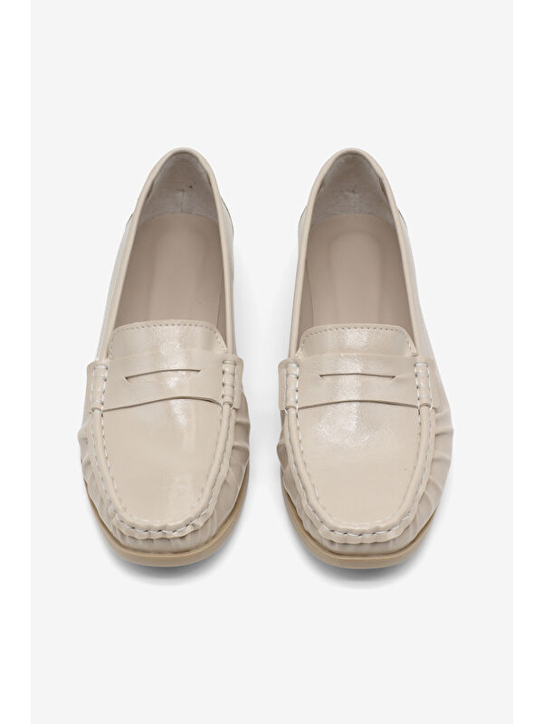 TONNY BLACK Kadın Bej Termo Kaymaz Taban Loafer Oxford Kadın Ayakkabı