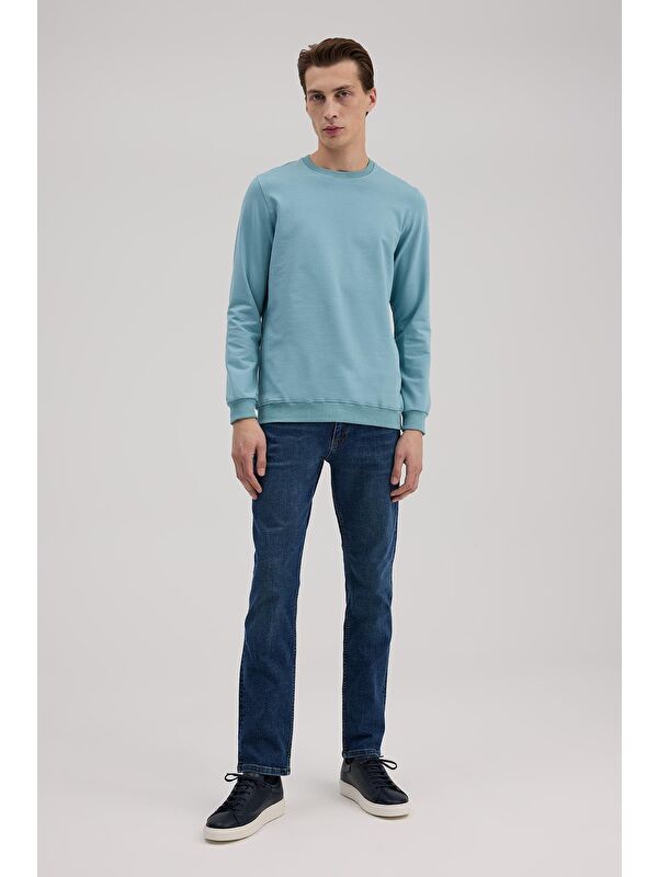 JAKAMEN Yeşil Slim Fit Bisiklet Yaka Basic Sweatshirt
