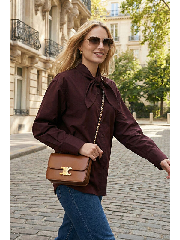Lela Pamuklu Relaxed Fit Fiyonk Detaylı Yaka Gömlek 6925407