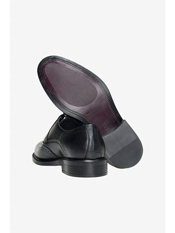 Erkek Siyah %100 Deri Rahat Taban Klasik Ayakkabı - Görsel 6