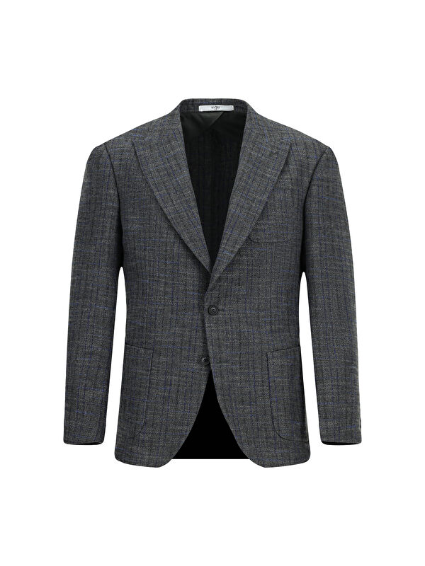 Kiğılı Slim Fit Dar Kesim Ekose Yünlü Spor Ceket