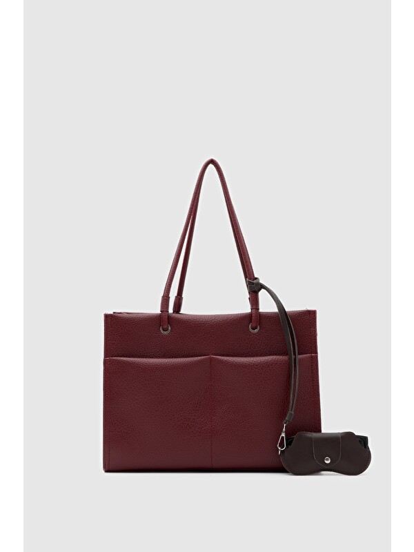 Shulebags Madison Gözlük Kılıflı Omuz Çantası Bordo
