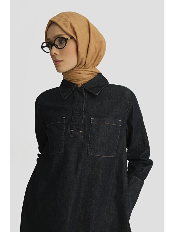 ARMİNE Denim Tunik 25Yd9111 Koyu Lacivert