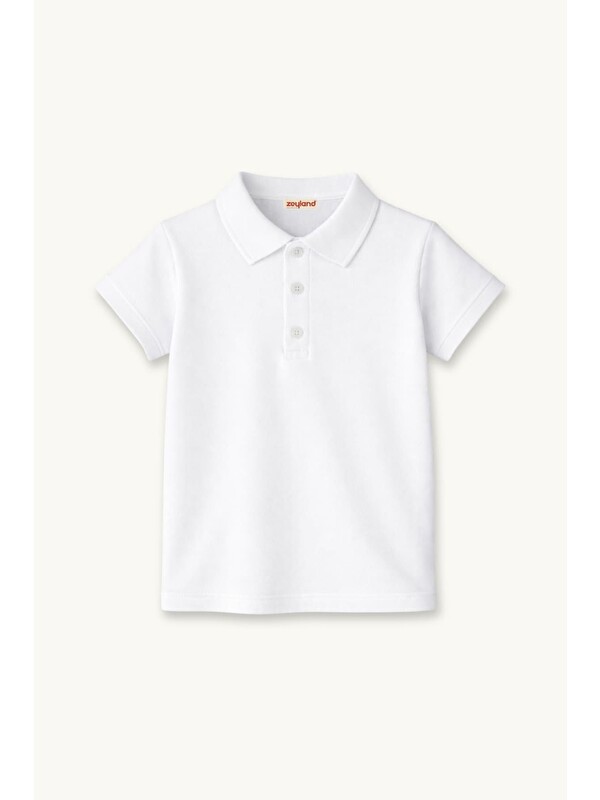 ZEYLAND Kız Erkek  Çocuk Kısa Kollu Polo Yaka Tshirt  - Beyaz
