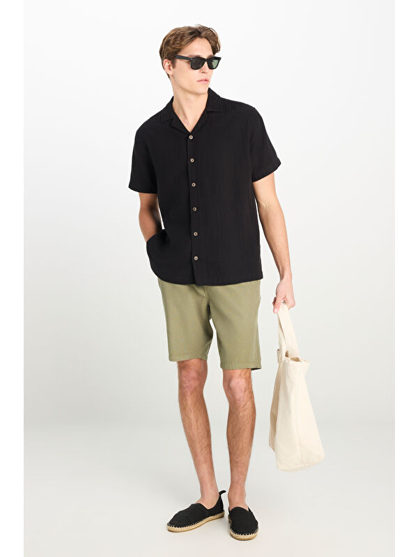 Lee Relaxed Fit Lastik Bel Detaylı Esnek Haki Chino Şort