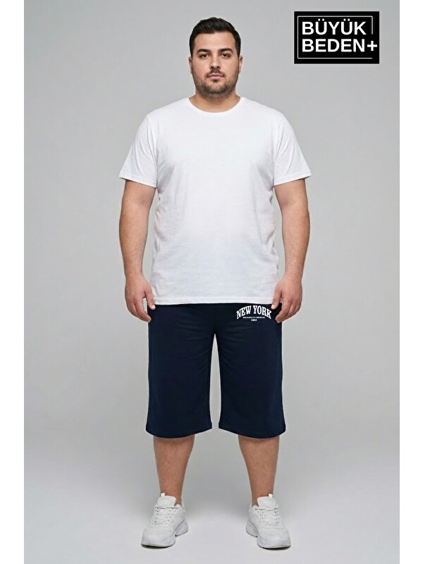 Süperlife Büyük Beden Erkek Şort New York Baskılı Rahat Kalıp 3XL-6XL SPR26BSR591-05