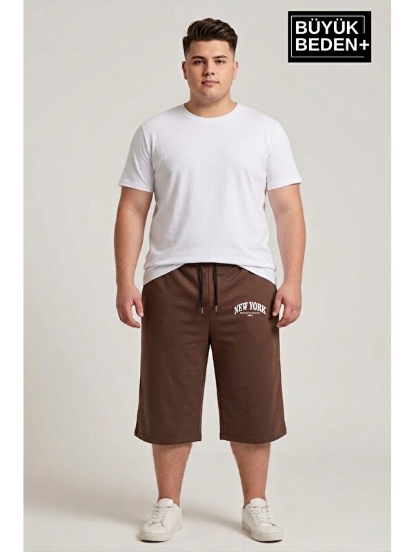 Süperlife Büyük Beden Erkek Şort New York Baskılı Rahat Kalıp 3XL-6XL SPR26BSR591-05