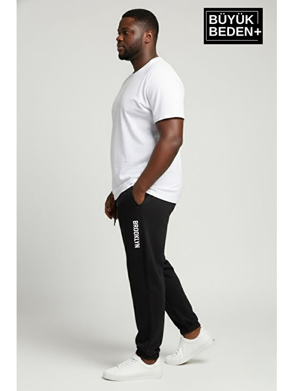 Süperlife Erkek Büyük Beden BROOKLYN Baskılı Paça Lastikli Jogger İnce Eşofman Altı SPR26BEA951-2
