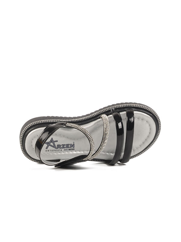 Siyah Rugan Cırtlı Ortopedik Kız Çocuk Sandalet 25T103 P - Görsel 5