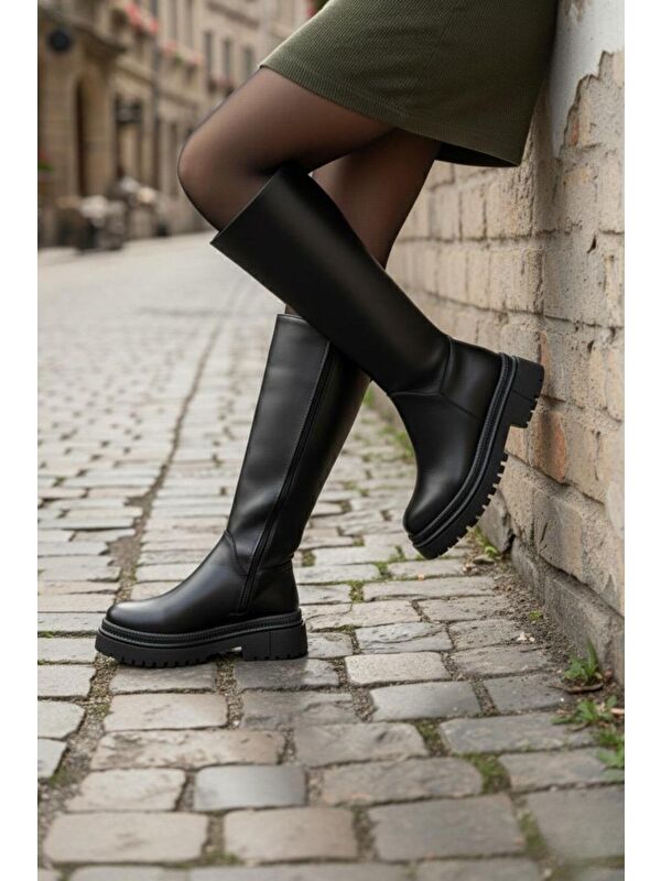 Kadın Luna Siyah Cilt Çizme - Görsel 4