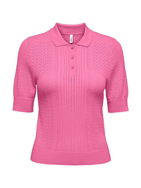 Only Onlmeddi Slim Fit Örme Düğmeli Polo Yaka Kadın T Shirt 15363160