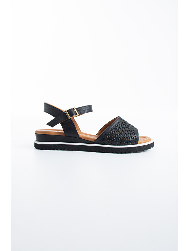 DUXAL SHOES Brody Kadın Hakiki Deri Lazer Kesim Günlük Sandalet