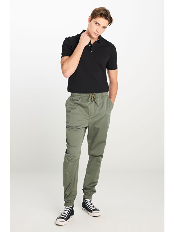 Lee Regular Fit Ribanalı Paça Pamuklu Haki Jogger Pantolon