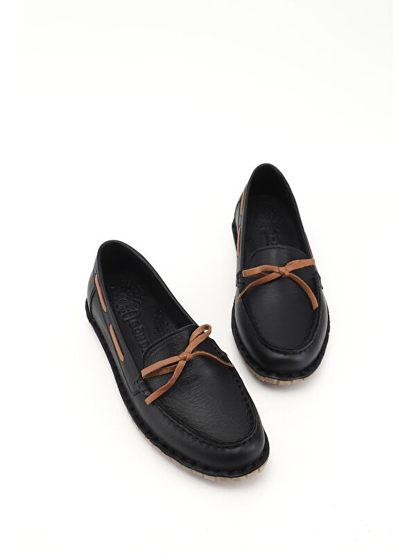 GÖNDERİ(R) Kadın SİYAH Fiyonklu Hakiki Deri Comfort Loafer