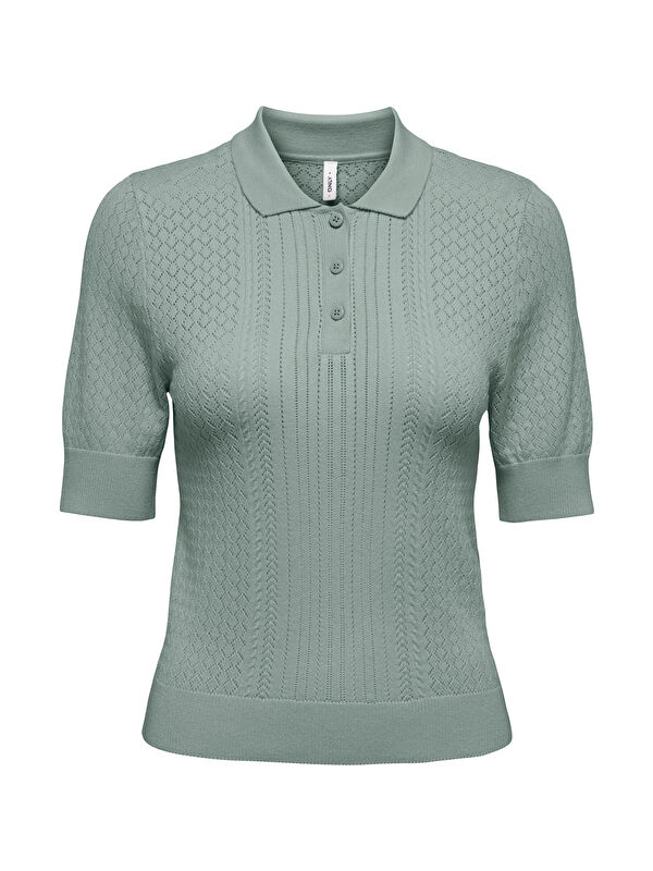 Only Onlmeddi Slim Fit Örme Düğmeli Polo Yaka Kadın T Shirt 15363160
