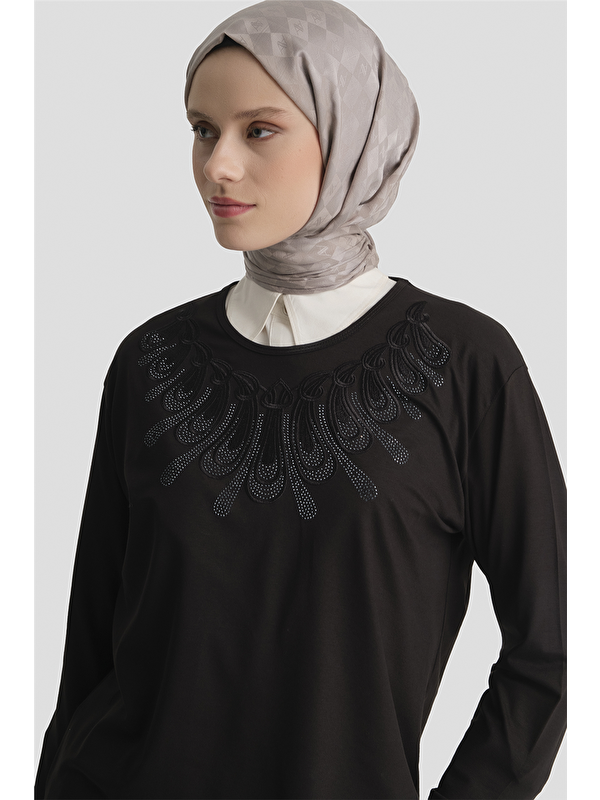 ARMİNE Penye Siyah Anne Bluz