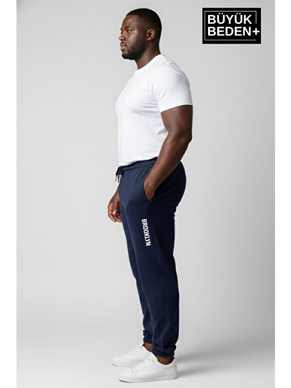 Süperlife Erkek Büyük Beden BROOKLYN Baskılı Paça Lastikli Jogger İnce Eşofman Altı SPR26BEA951-2