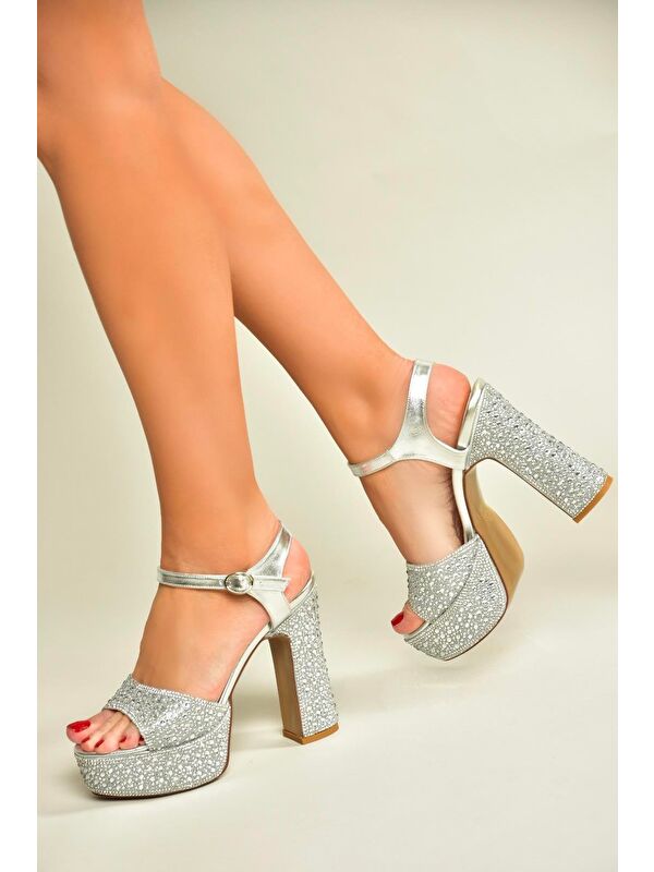 Gümüş Kadın Topuklu Ayakkabı U8201155 - Görsel 3