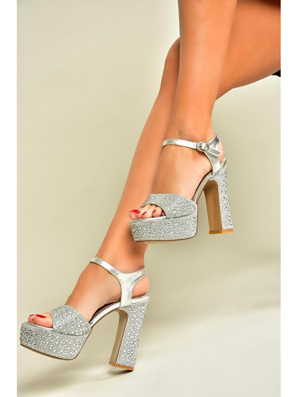 Gümüş Kadın Topuklu Ayakkabı U8201155 - Görsel 4