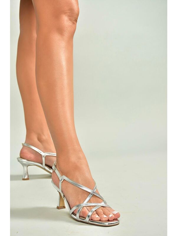 Gümüş Kadın Topuklu Ayakkabı U5695197 - Görsel 3
