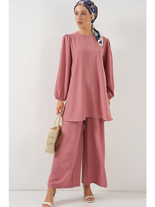 Bigdart Ayrobin Tunik Pantolon Alt Üst Takım 6712 - Pembe
