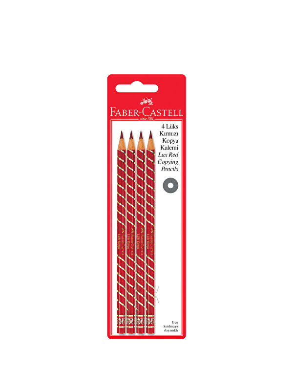 Faber-Castell Lüks 4'lü Kırmızı Kopya Kalemi – HB Uç, Dayanıklı ve Ergonomik