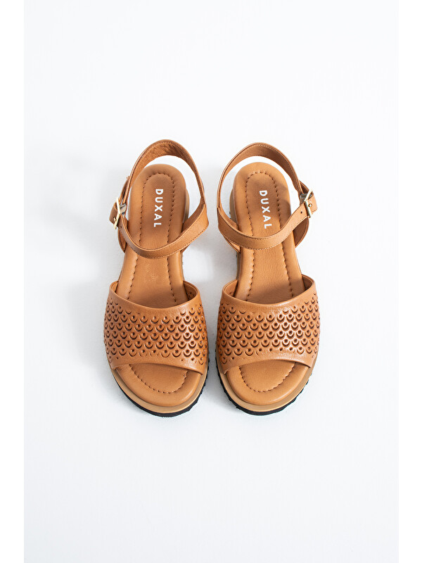 DUXAL SHOES Brody Kadın Hakiki Deri Lazer Kesim Günlük Sandalet