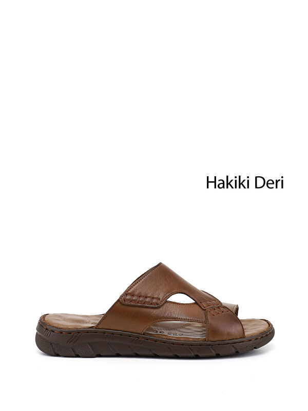 GÖNDERİ(R) Erkek KAHVERENGİ Hakiki Deri Comfort Terlik