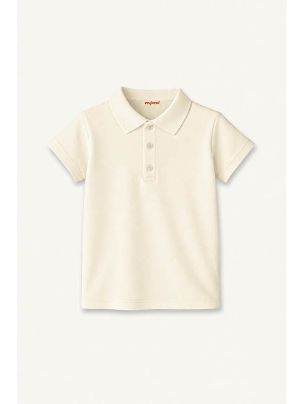 ZEYLAND Kız Erkek  Çocuk Kısa Kollu Polo Yaka Tshirt  - Ekru