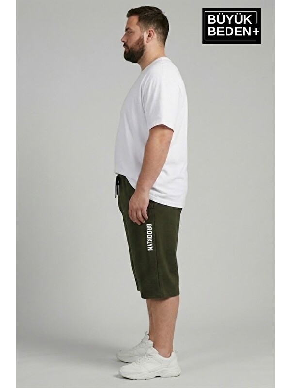 Süperlife Büyük Beden Erkek Kapri Şort Brooklyn Baskılı Rahat Kalıp 3XL-6XL SPR26BSR591-02
