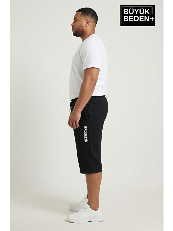 Süperlife Büyük Beden Erkek Kapri Şort Brooklyn Baskılı Rahat Kalıp 3XL-6XL SPR26BSR591-02