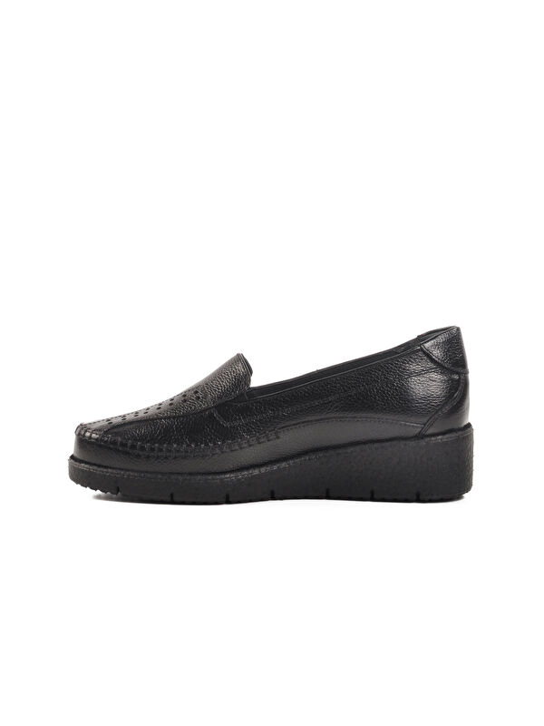 Siyah Hakiki Deri Kadın Casual Ayakkabı BB096 Z - Görsel 3