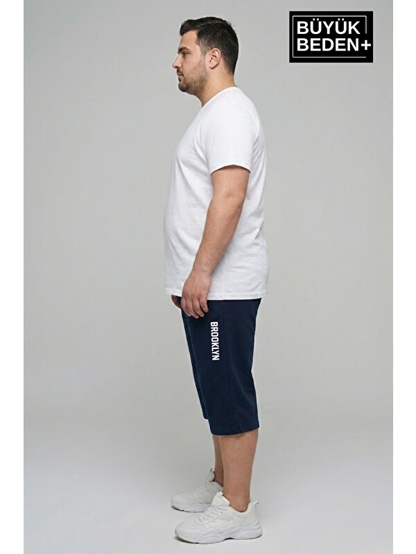 Süperlife Büyük Beden Erkek Kapri Şort Brooklyn Baskılı Rahat Kalıp 3XL-6XL SPR26BSR591-02