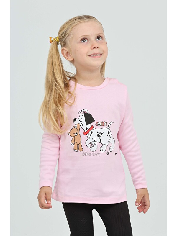 Toontoykids Kız Çocuk Köpekli Ayı Baskılı Sweatshirt