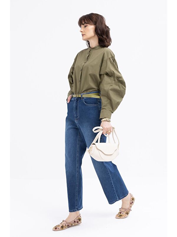 ALLDAY Koyu Mavi-Geniş Paça Denim Pantolon