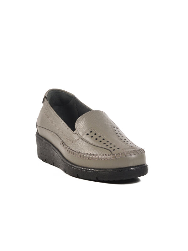 Gri Hakiki Deri Kadın Casual Ayakkabı BB096 Z - Görsel 4