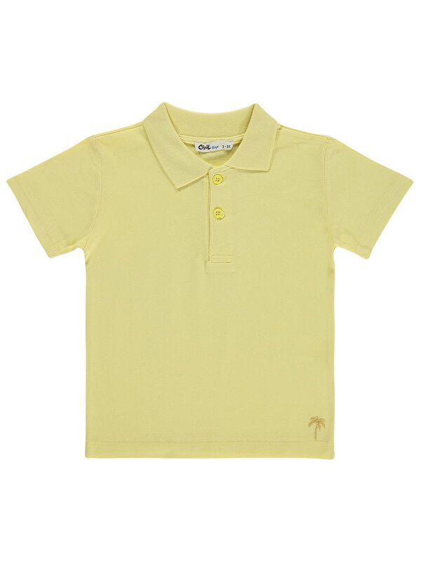 Civil Boys Erkek Çocuk Palmiye Nakışlı Polo Yaka 2-5 Yaş Tişört - Sarı