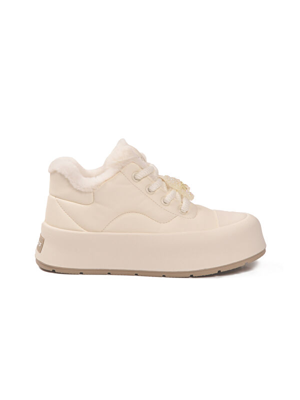 Krem İçi Küklü Bağcıklı Soğuğa Dirençli Kadın Sneaker Chizy Z - Görsel 2