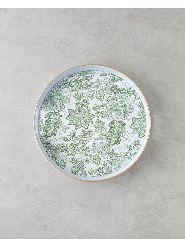 English Home Greenery PP Tepsi 33 cm Beyaz - Yeşil