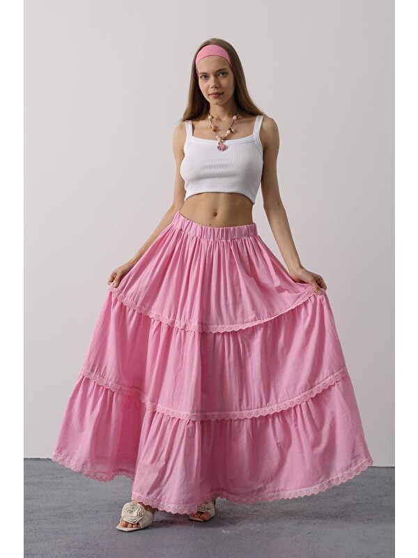 Jane's Dantel Detaylı Etek - Pembe