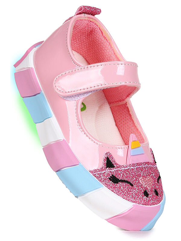 Kiko Kids Beyaz Kiko Kids Gilan Cirtli Işıklı Kız Bebek Babet Ayakkabı