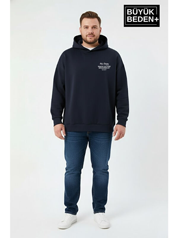 Süperlife Erkek Büyük Beden Chef Baskılı Kapüşonlu Rahat Kalıp Sweatshirt SPR26BSW966