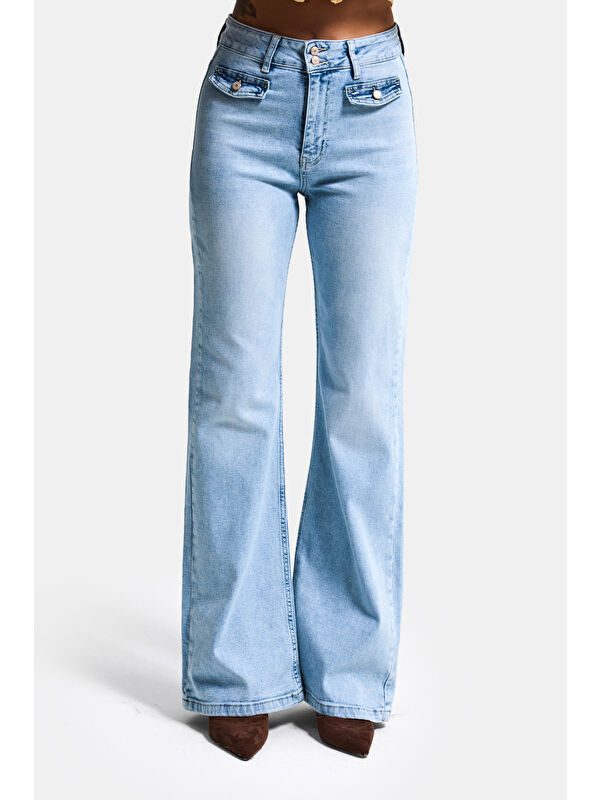 It's Basic Kadın Ice 4s6-3 Flare Fit High Waist Esnek Kumaş Denim Jean