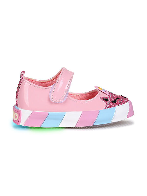 Kiko Kids Beyaz Kiko Kids Gilan Cirtli Işıklı Kız Bebek Babet Ayakkabı