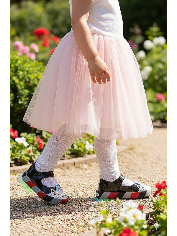 Kiko Kids Beyaz Kiko Kids Gilan Cirtli Işıklı Kız Bebek Babet Ayakkabı