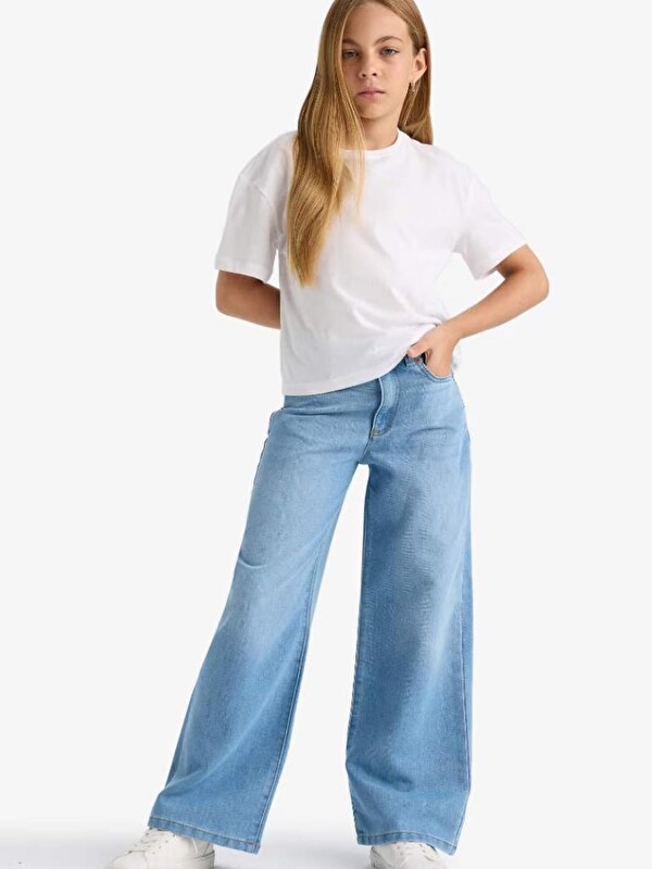 A.S.L GOLF CLUB Kız Çocuk Straight Wide Jean Pantolon