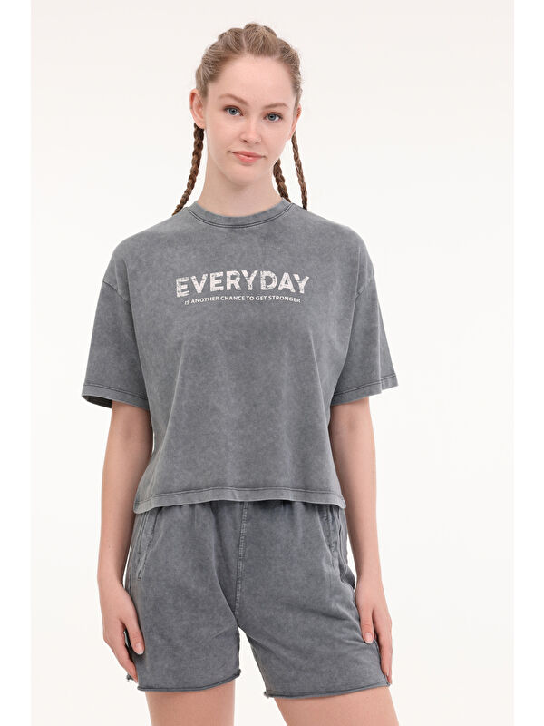 Lumberjack WL FREYA 11SY790 5FX Gri Kadın Kısa Kol T-Shirt