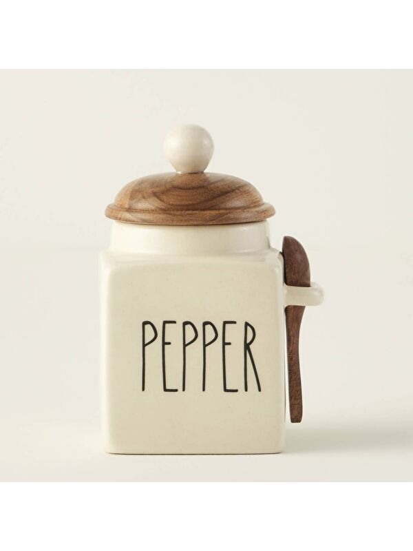 Bella Maison Pepper Seramik Kavanoz Krem (330 ml)